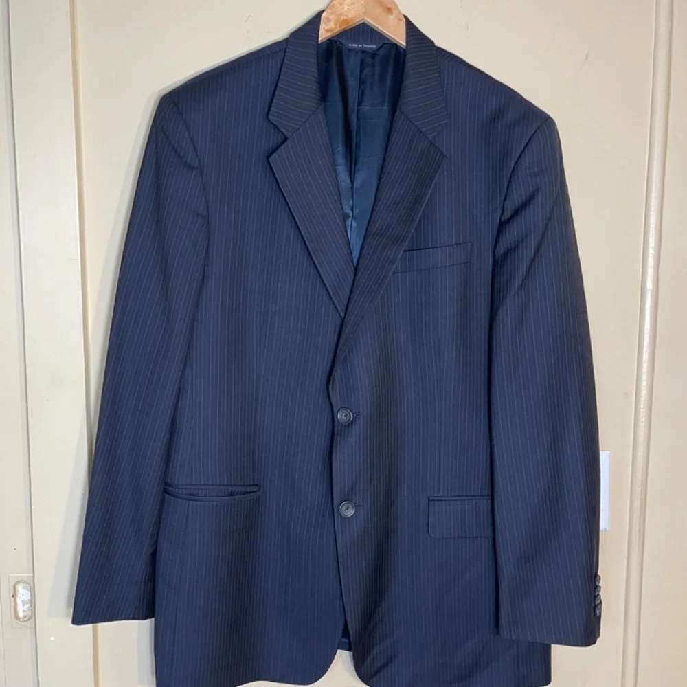 Men's Pinstripe Blazer navy blie - Picture 1 of 11